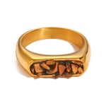 Brown / 7 / 1 Piece Simple Series Retro Geometric Stainless Steel  Gold Color Natural Stone Women's Single Ring Picture17